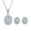 Deluxe egg shaped S925 silver plated white gold Moissanite diamond pendant earring set 3